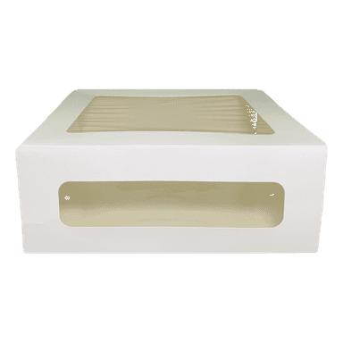 Короб картонный для десертов/тортница 240*240*200 мм БЕЛЫЙ с ОКНОМ CAKE II ForGenika