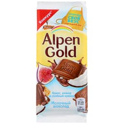 Шоколад "Alpen Gold" 85г, белый кокос и инжир