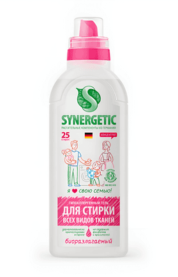 Гель для стирки 1 л SYNERGETIC концентрированный, универсальный