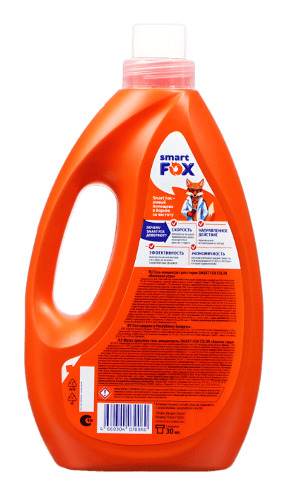 Гель-концентрат для стирки белья 1 л SMART FOX, COLOR Горный эдельвейс