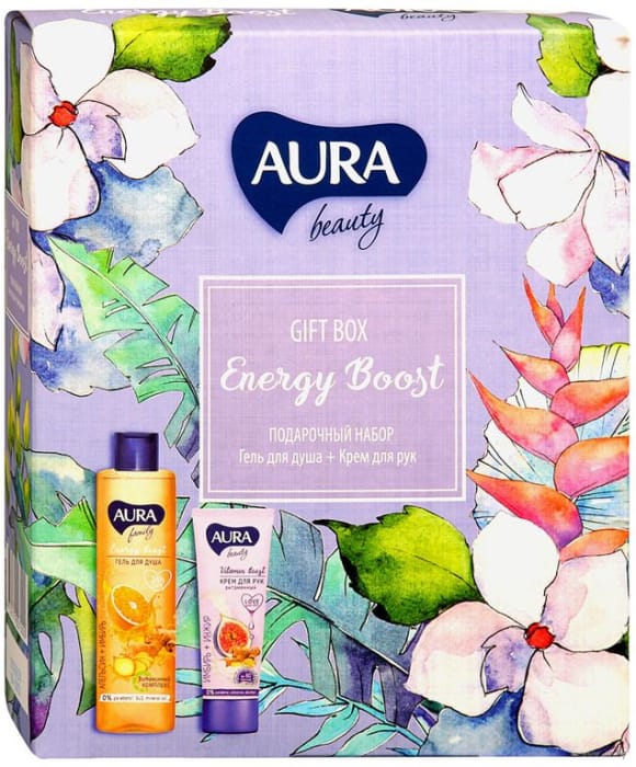 Подарочный набор "Aura Beauty" Energy Boost/Гель для душа 250 мл + крем для рук 75 мл Подарочный набор "Aura Beauty" Energy Boost/Гель для душа 250 мл + крем для рук 75 мл